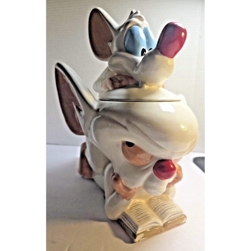 Warner Bros. Studio Store Pinky and the Brain Ceramic Cookie Jar, Lid, 1997